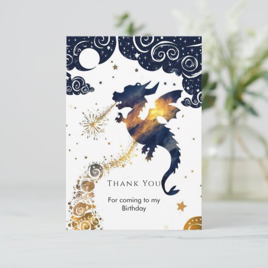 Mystical Boho Dragon Birthday Dankeskarte (Stehend Vorderseite)