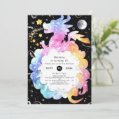 Mystical Boho Dragon Birthday Einladung (Stehend Vorderseite)