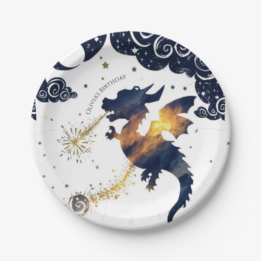 Mystical Boho Dragon Birthday Pappteller (Vorderseite)