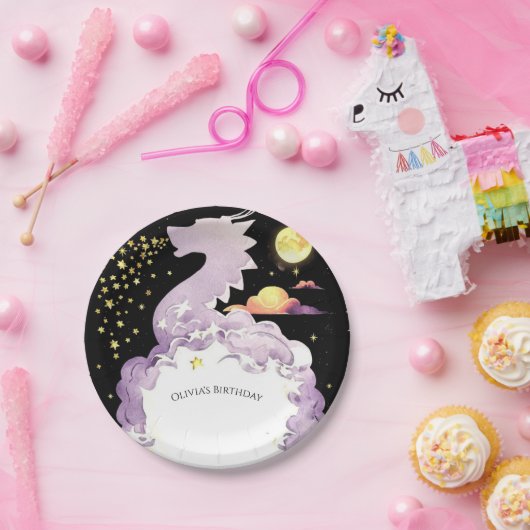 Mystical Boho Dragon Birthday Pappteller (Party)