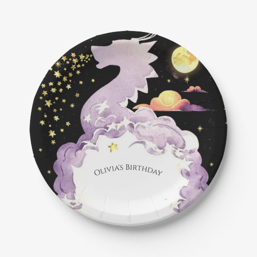 Mystical Boho Dragon Birthday Pappteller (Vorderseite)