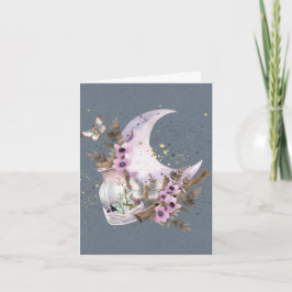 Mystical Boho Lavender Anemone Moon Hinweis Karte