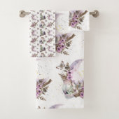 Mystical Boho Lavender Anemone Moon & Posts Badhandtuch Set (Insitu)