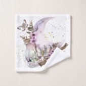 Mystical Boho Lavender Anemone Moon & Posts Badhandtuch Set (Waschlappen)