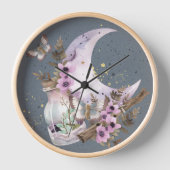 Mystical Boho Lavender Anemone Moon Uhr (Vorderseite)