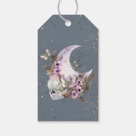 Mystical Boho Lavender Anemone Moon und Flaschen Geschenkanhänger