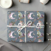 Mystical Boho Lavender Anemone Moon und Flaschen Geschenkpapier