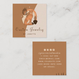 Mystical Boho Leopard Cheetah Handmade Juwelen Quadratische Visitenkarte