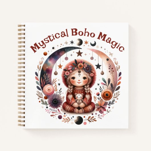 Mystical Boho Magic Brown Text auf Weiß | Notizblock (Vorderseite)