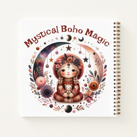 Mystical Boho Magic Brown Text auf Weiß | Notizblock (Rückseite)