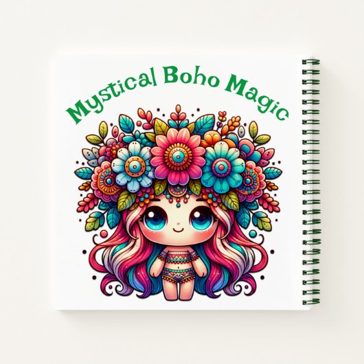 Mystical Boho Magic Green Text on White | Notizblock (Rückseite)