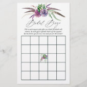 Mystical Boho Succulent Brautparty Bingo (Vorderseite)