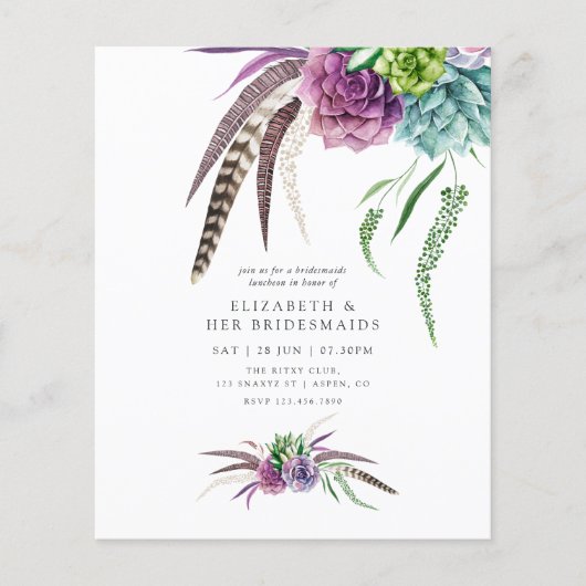 Mystical Boho Succulent Bridesmaids Luncheon Flyer (Vorne)