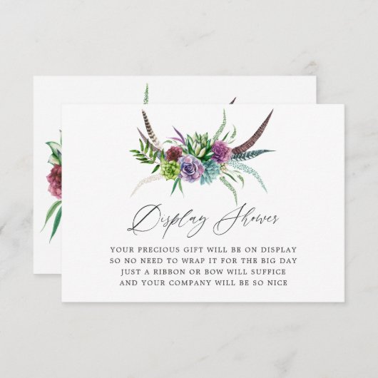 Mystical Boho Sukkuläres Brautparty Display Begleitkarte (Vorne/Hinten)