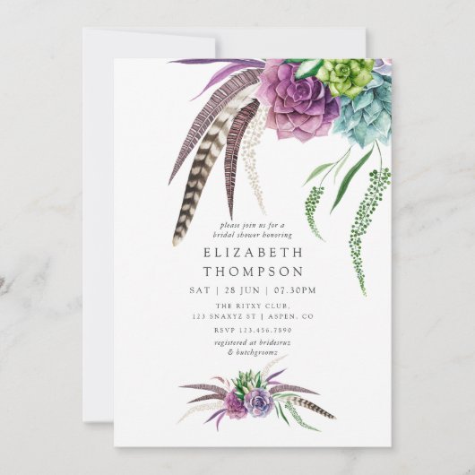 Mystical Boho Sukkuläres Brautparty Einladung (Vorderseite)