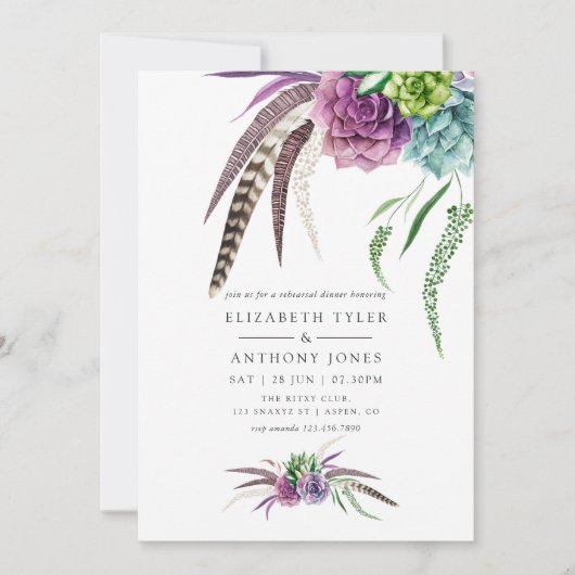 Mystical Boho Sukkuläres Probe Dinner Einladung (Vorderseite)