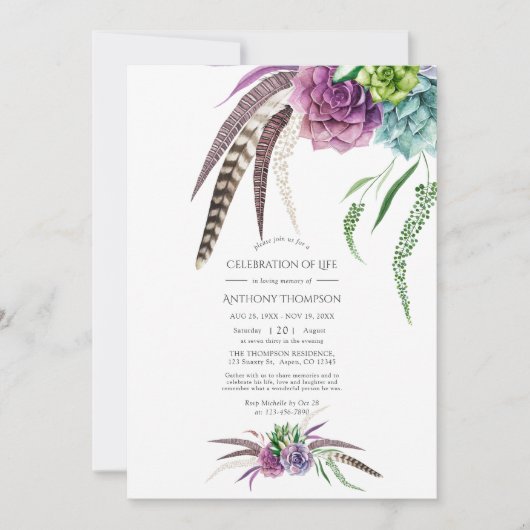 Mystical Boho Sukkulente Feier zum Foto des Lebens Einladung (Vorderseite)