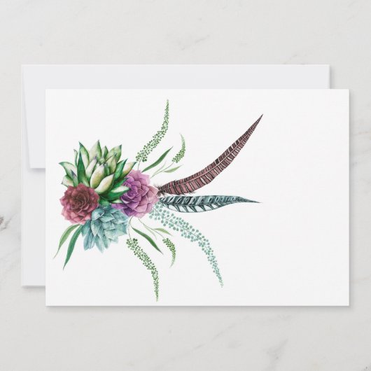 Mystical Boho Watercolor Sukkulente Hochzeit Dankeskarte (Rückseite)