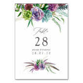 Mystical Boho Watercolor Sukkulente Hochzeit Tischnummer (Vorderseite)