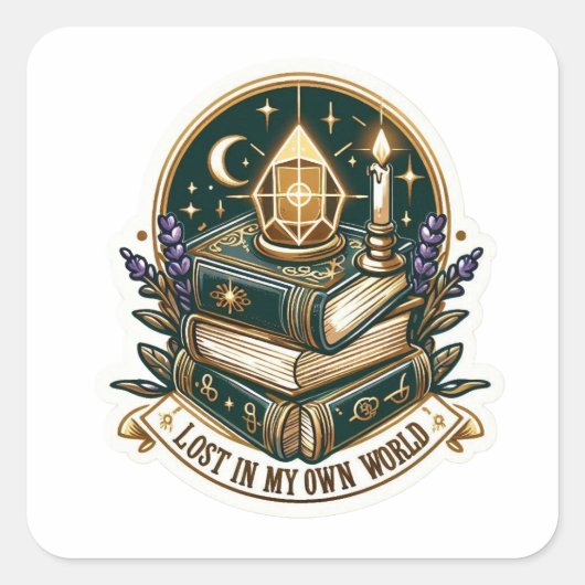 Mystical Bookstack Sticker - Lost In My Own World  (Vorderseite)