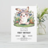 Mystical Bunny 1. Geburtstag digital Einladung (Stehend Vorderseite)