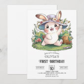 Mystical Bunny 1. Geburtstag digital Einladung (Vorne/Hinten)