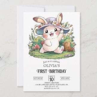 Mystical Bunny 1. Geburtstag digital Einladung