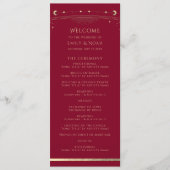 Mystical Burgundy Gold Sun Star Moon Space Hochzei Programm (Vorderseite)