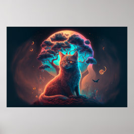 Mystical Cat Art Poster
