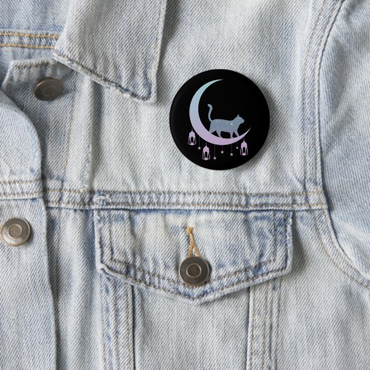 Mystical Cat Crescent Moon Horoscope Pastel Goth Button (Beispiel)