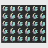 Mystical Cat Crescent Moon Pastel Goth Wicca Geschenkpapier (Flach)
