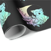 Mystical Cat Crescent Moon Pastel Goth Wicca Geschenkpapier (Rolleneckpunkt)
