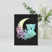 Mystical Cat Crescent Moon Pastel Goth Wicca Postkarte (Stehend Vorderseite)