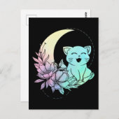 Mystical Cat Crescent Moon Pastel Goth Wicca Postkarte (Vorne/Hinten)