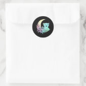 Mystical Cat Crescent Moon Pastel Goth Wicca Runder Aufkleber (Tasche)