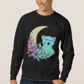 Mystical Cat Crescent Moon Pastel Goth Wicca Sweatshirt (Vorderseite)