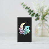 Mystical Cat Crescent Moon Pastel Goth Wicca Visitenkarte (Stehend Vorderseite)