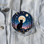 Mystical Cat Moon Button | Cute Night Sky Cat Pin  (Beispiel)