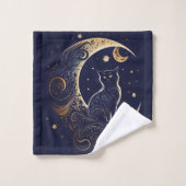 Mystical Cat Moon - Personalisiertes Geschenk der Badhandtuch Set (Waschlappen)