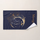 Mystical Cat Moon - Personalisiertes Geschenk der Badhandtuch Set (Handtuch)