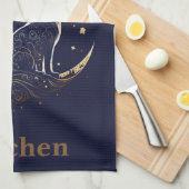 Mystical Cat Moon - Personalisiertes Geschenk der Geschirrtuch (Viertel Falte)