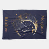 Mystical Cat Moon - Personalisiertes Geschenk der Geschirrtuch (Horizontal)