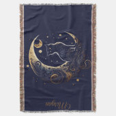 Mystical Cat Moon - Personalized Celestial Gift Decke (Vorderseite Vertikal)