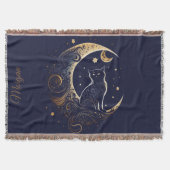 Mystical Cat Moon - Personalized Celestial Gift Decke (Vorderseite)
