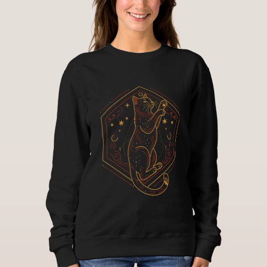 Mystical cat reaching for stars in magical T-Shirt Sweatshirt (Vorderseite)