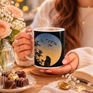 Mystical Cat Under Bamboo Sky - Japanische Art Tas Kaffeetasse