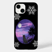 Mystical Cat Under Moon – Dreamy Purple Night Wate Case-Mate iPhone Hülle (Rückseite)