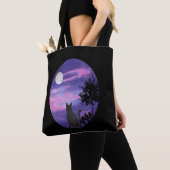 Mystical Cat Under Moon – Dreamy Purple Night Wate Tasche (Von Nahem)