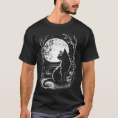 Mystical Cat Wiccan Moon Magic T-Shirt (Vorderseite)