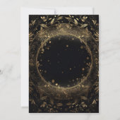 Mystical Celestial Black and Gold Bridal Einladung (Rückseite)
